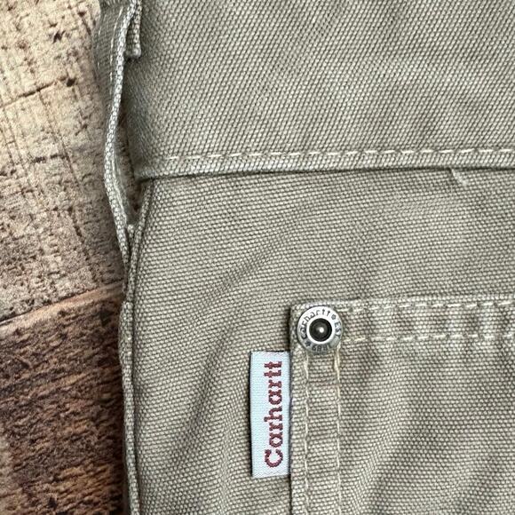 Carhartt Khaki Work Pants Womens 14x32 WB002 Cotton Straight Leg Made in Mexico - Picture 3 of 7